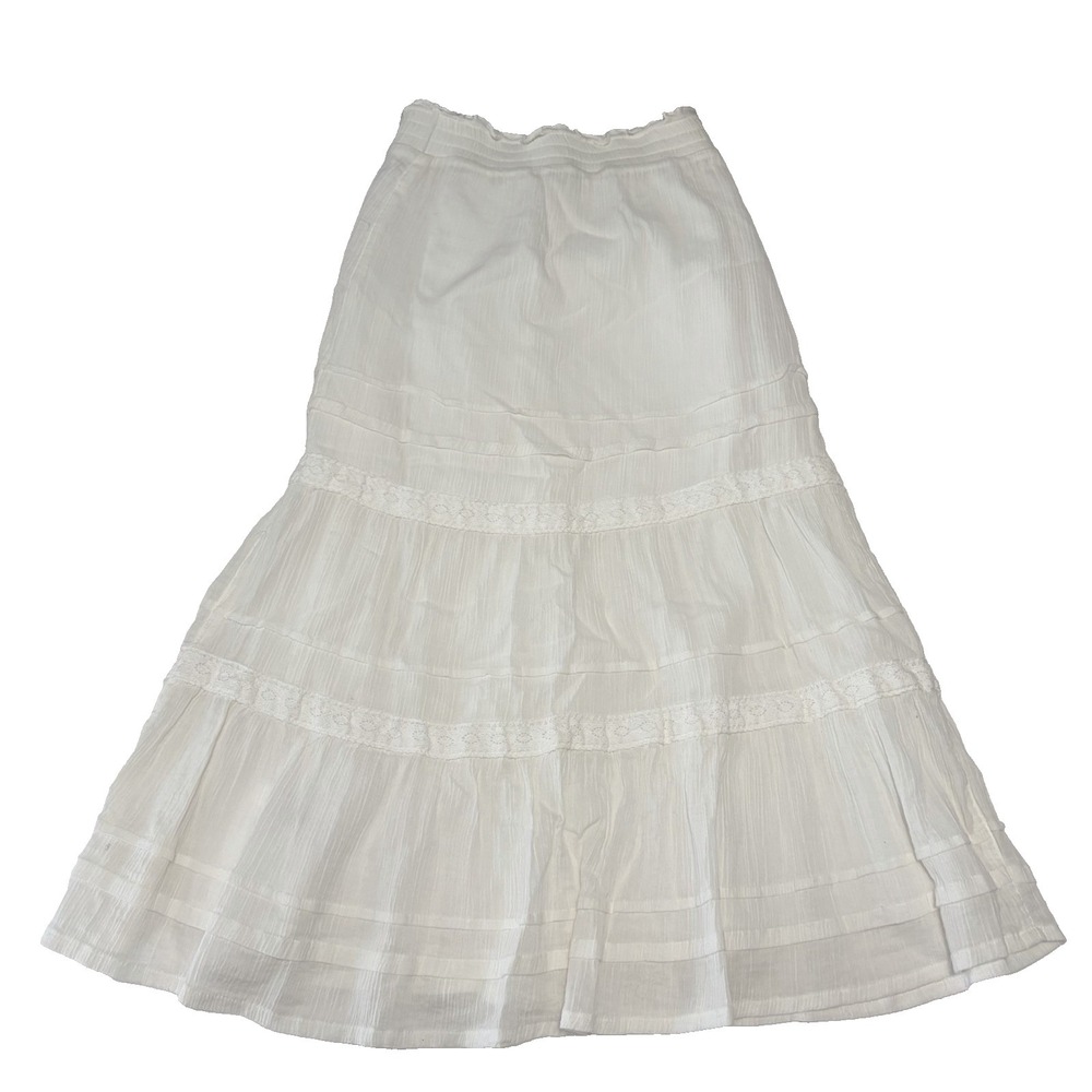 Tiered Cottagecore 100% Cotton Maxi Skirt Girls M Coastal Beach Vacation Capsule - Picture 2 of 8